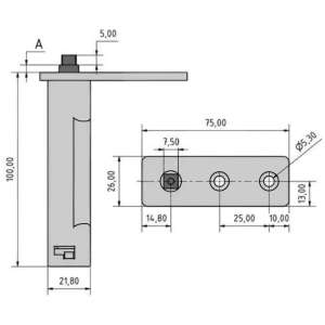 bisagra de pivot fijacion cuadrada en zamak niquel medidas