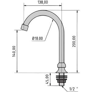 cano cuello cisne giratorio 200 de altura medidas
