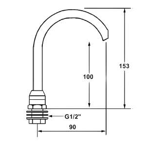cano cuello cisne giratorio altura reducida medidas