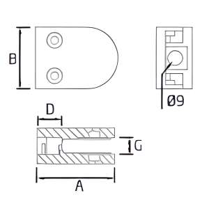 clips cristal para tubo cuadrado medidas