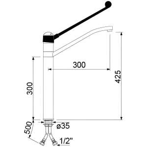 grifo de columna monomando dos aguas medidas