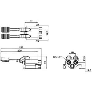 pedal doble mezclador 2 aguas medidas