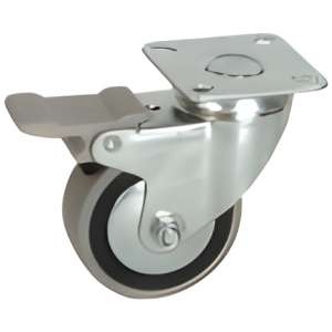 rueda en goma con pletina giratoria zincada con freno imagen producto